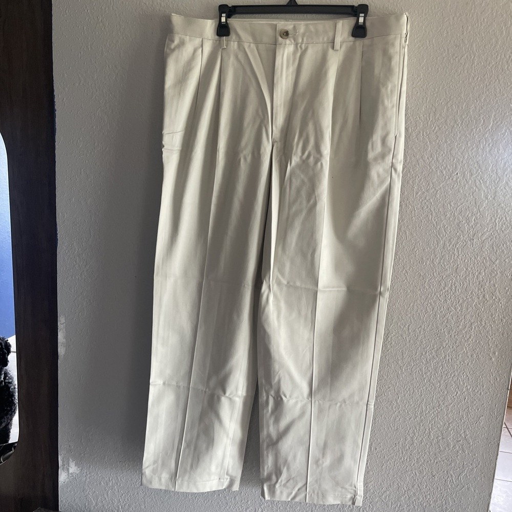 Lands End Mens Chino Pants TanSize 37Traditional Fit Cuffed Cotton NWOT